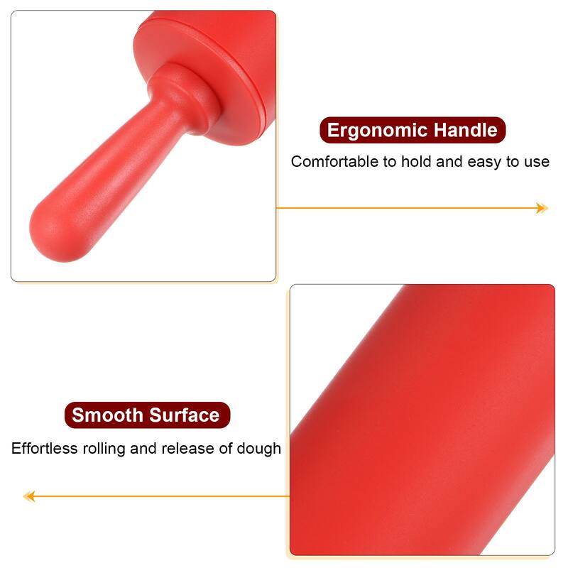Silicone Rolling Pins for Baking 23.5cm x 4.2cm Red & Orange - Red & Orange