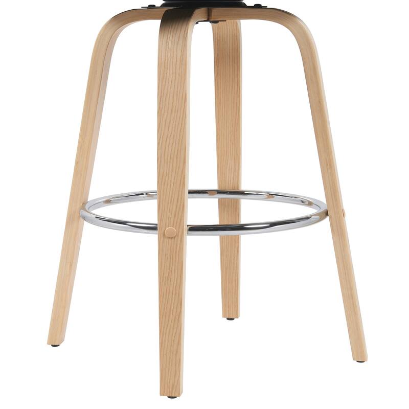 Shelly Mid-Century Swivel Bar Stool, Upholstered Counter Height Chair with Bentwood Legs