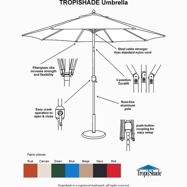Tropishade 9 ft. Aluminum Bronze Patio Umbrella with Rust Cover Tropishade 9 ft. Aluminum Bronze Patio Umbrella with Rust Cover