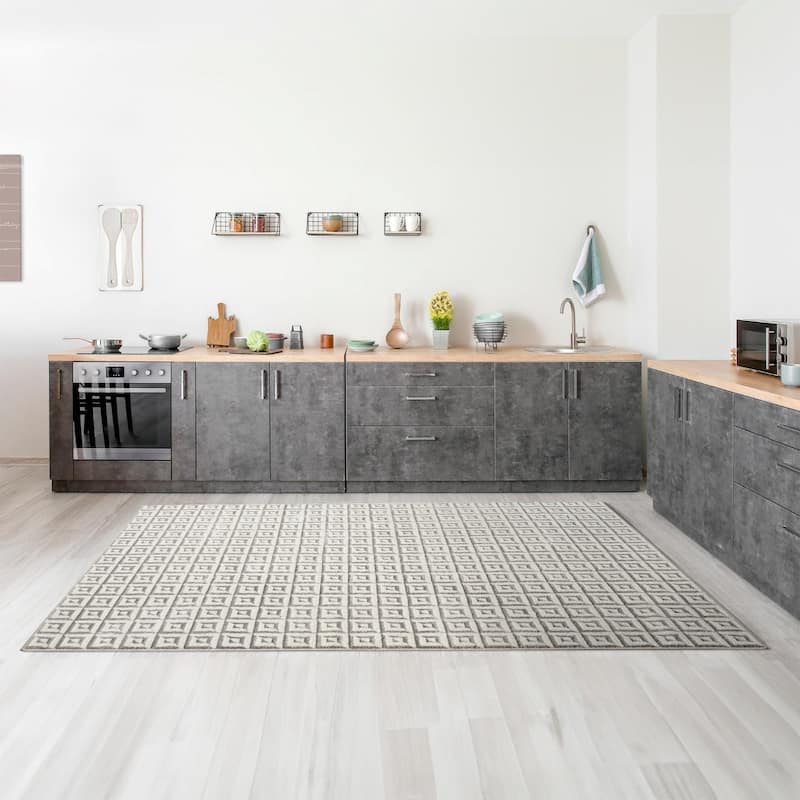 Luxe Weavers Geometric Metallic High and Low Fibers Area Rug