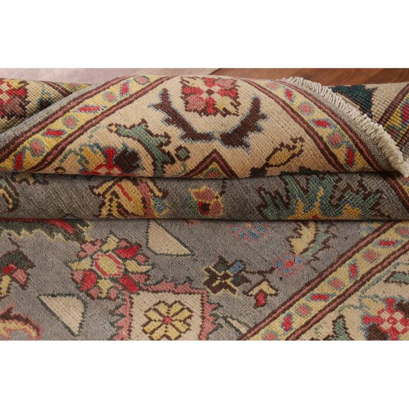 Gray Floral Kazak Oriental Area Rug Hand-Knotted Wool Carpet - 4'1" x 5'11"