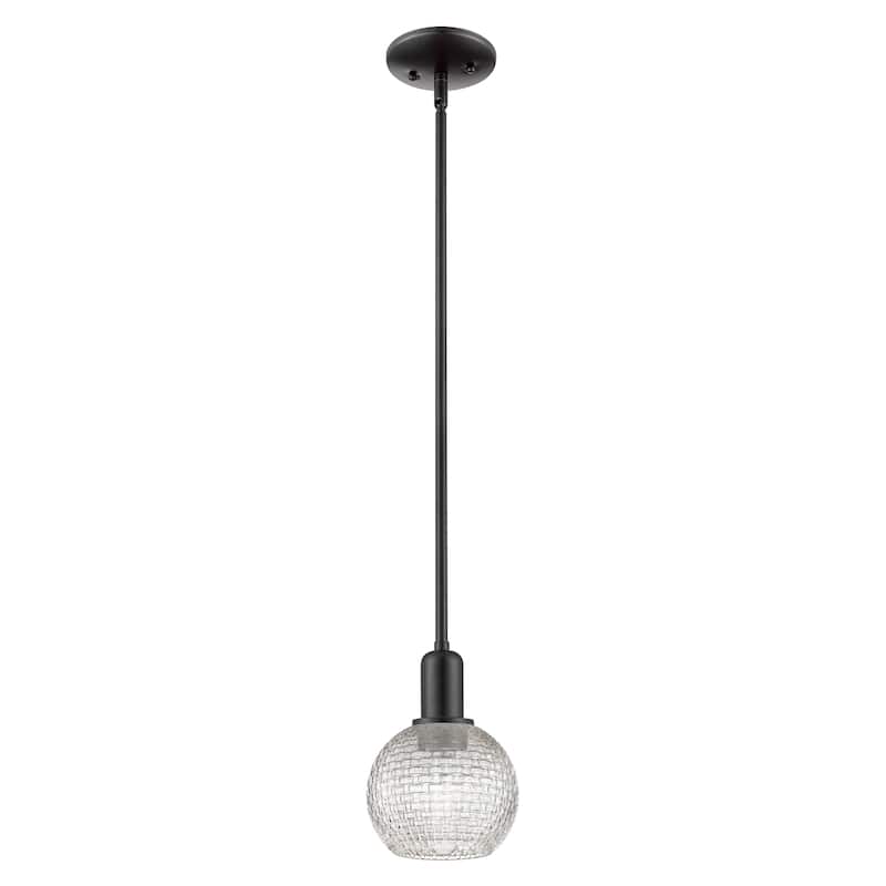 Innovations Lighting Endless Possibilities Arcadia - Athens - 1 Light 6" Basketweave Stem Hung Mini Pendant - Matte Black