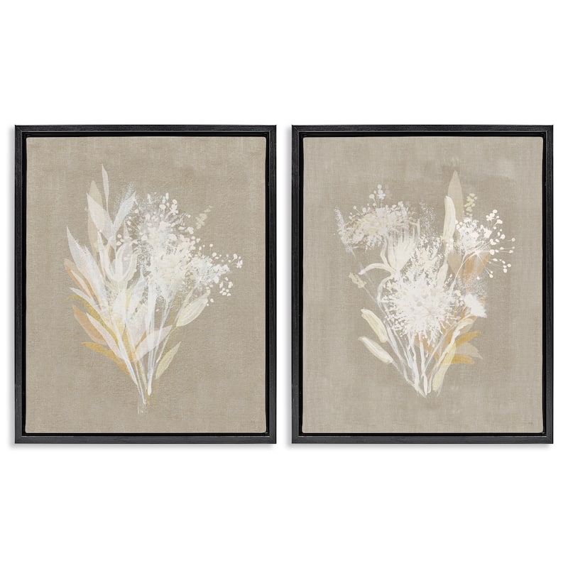 Stupell Natural Herb Impression Framed Floater Canvas Wall Art Design By Susan Jill (Set of 2) - 25 x 31 - Black
