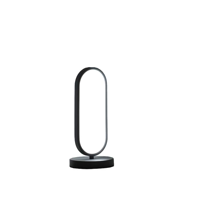 14" Contemporary Black Open Oval Metal Table Lamp - Small