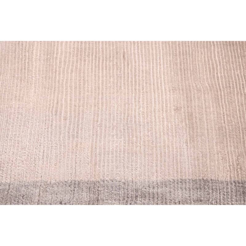 ECARPETGALLERY Hand Loomed Shimmer Light Grey Viscose Rug - 7'11 x 11'5
