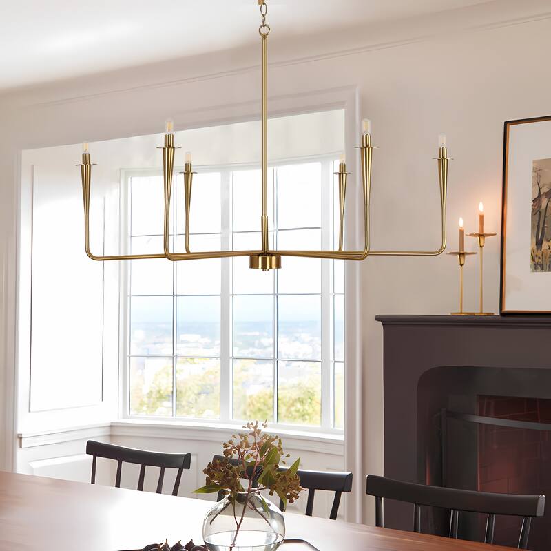 6-Light Modern French 43.5" Candle Iron Chandelier Pendant Lighting - Gold