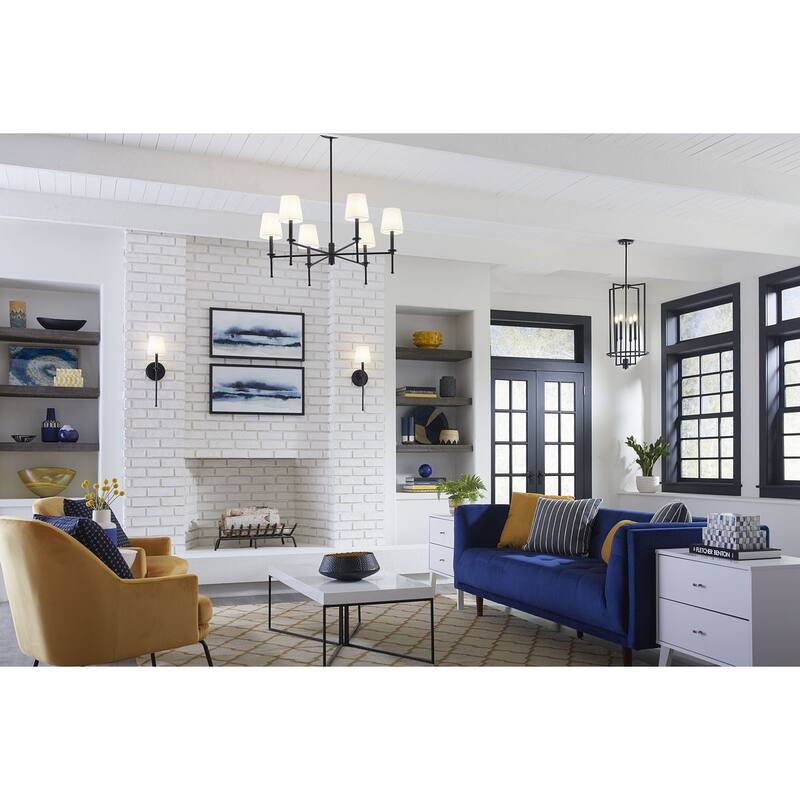 Elara Collection Six-Light New Traditional Matte Black Chandelier Light - 30 in x 30 in x 10.37 in