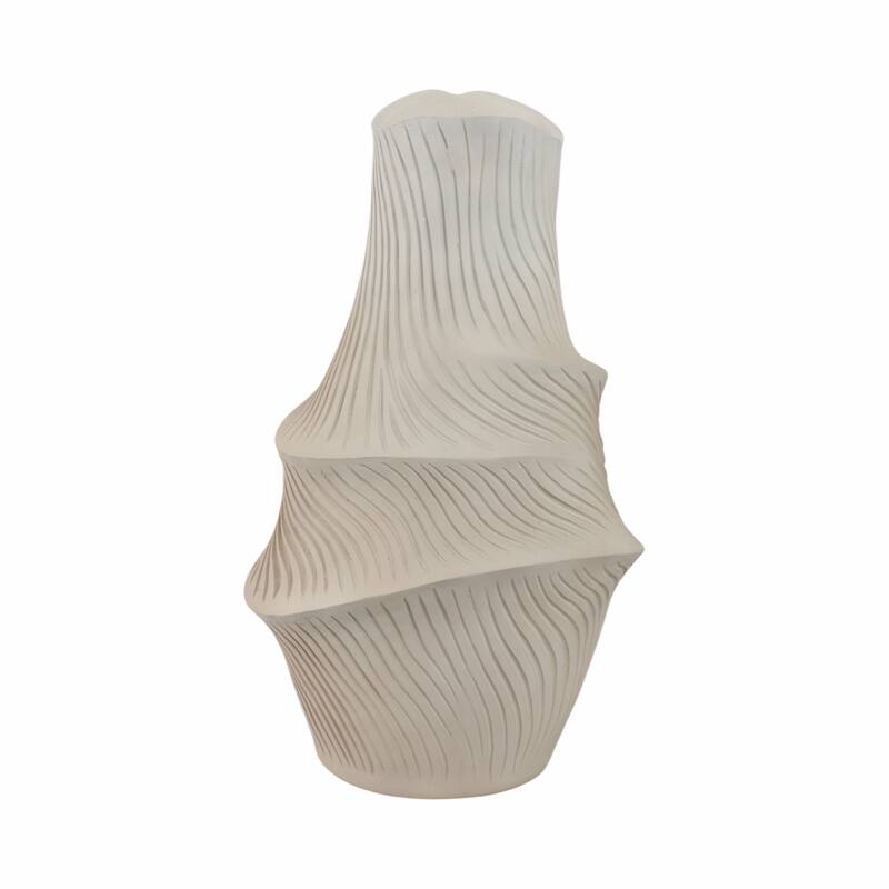 Resin Vase with Sculptural Textured Design and Curved Detailing