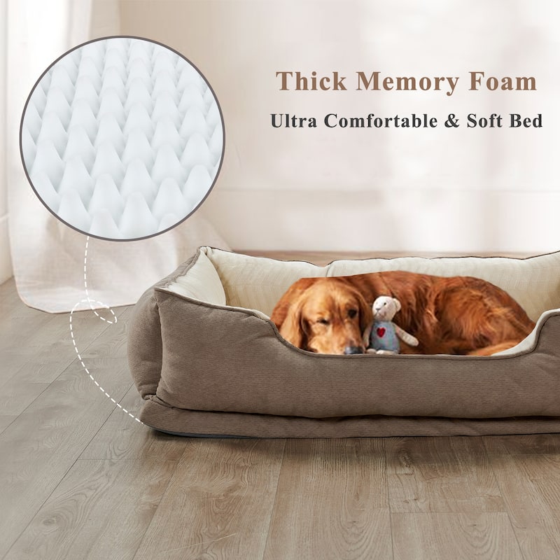 Soft Plush Bolstered Rectangle Dog Bed
