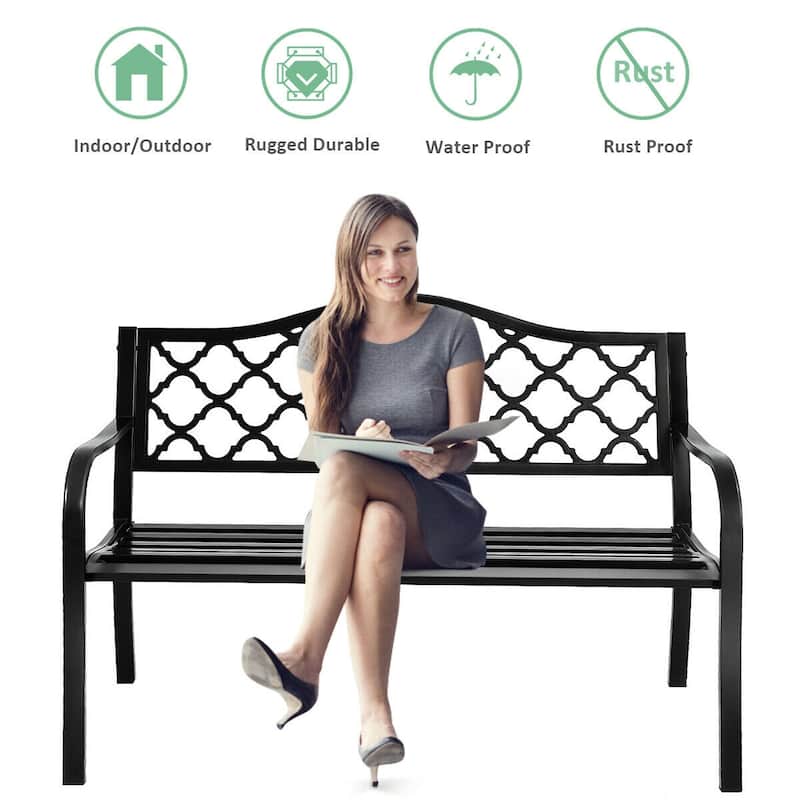 Costway 50'' Patio Garden Bench Loveseats Park Yard Furniture Decor