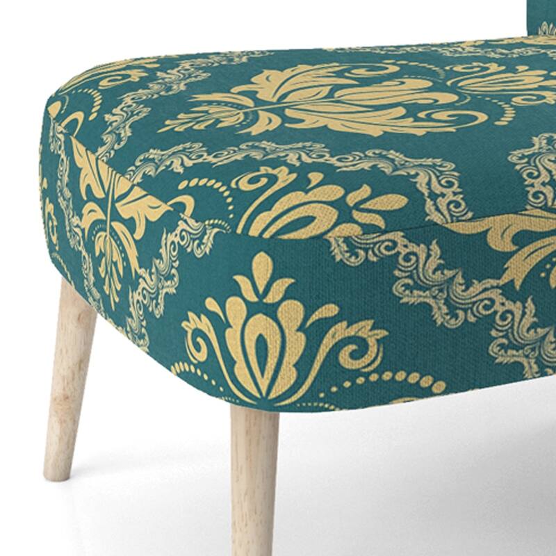 Designart "Green Orient Damask" Upholstered Patterned Accent Chair and Arm Chair
