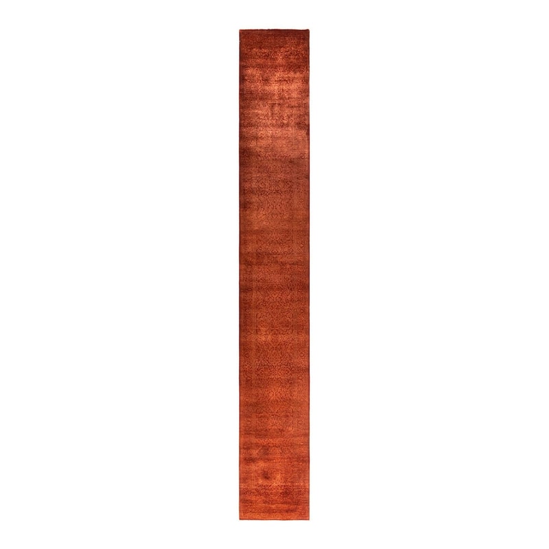 Contemporary Overdyed Wool Hand Knotted Runner - 2' 7" x 17' 5"