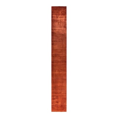 Contemporary Overdyed Wool Hand Knotted Runner - 2' 7" x 17' 5"