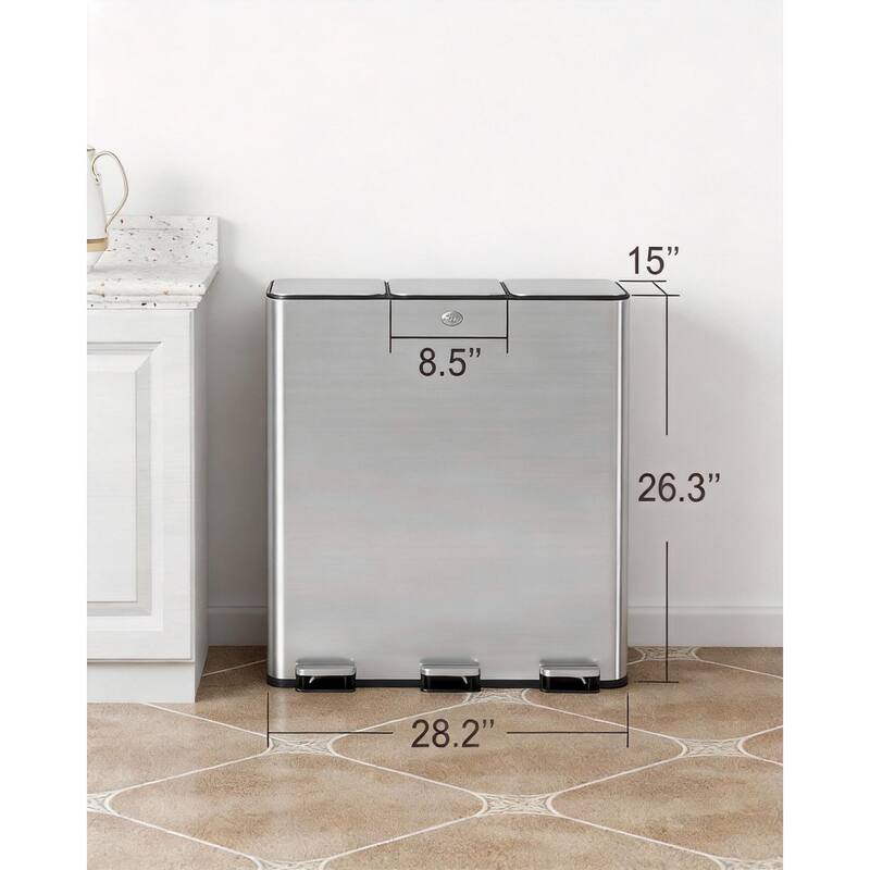 3 Compartments Trash Can, with Lids Airtight