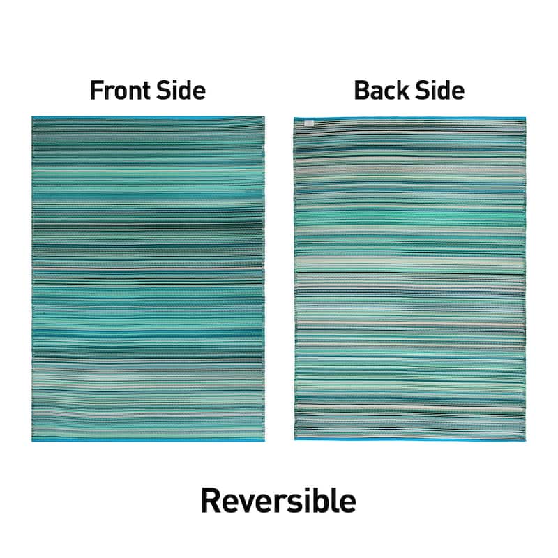 Contemporary Stripe Reversible Plastic Outdoor Rugs