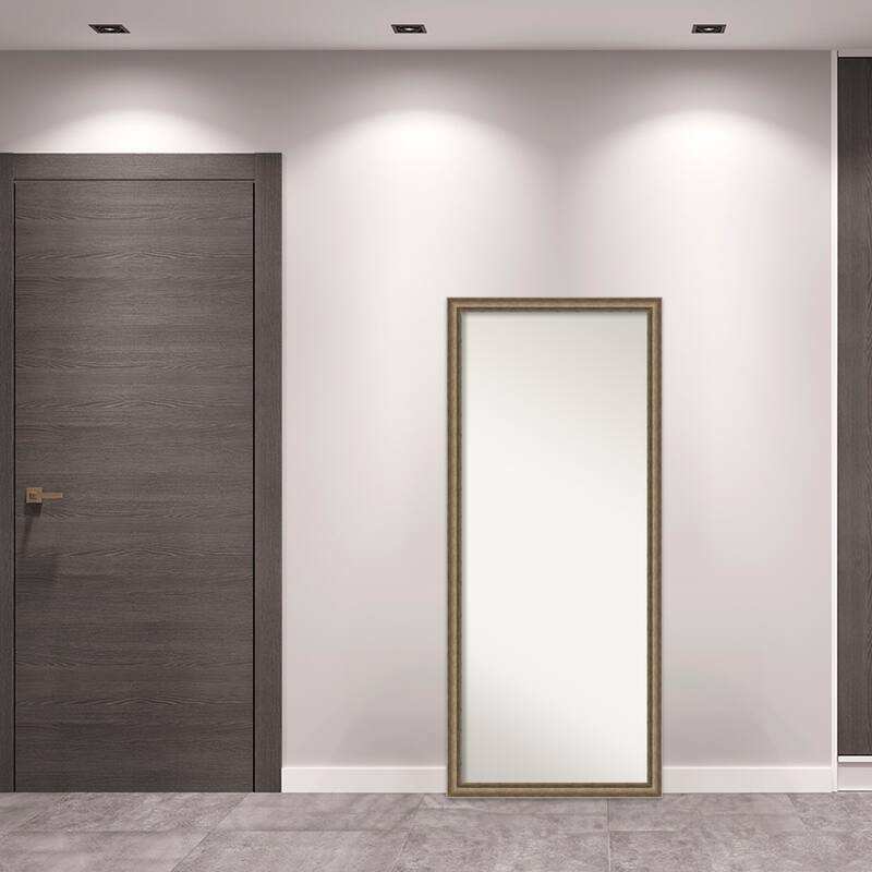 Angled Non-Beveled Wood Framed Full-Length Floor Leaner Mirror - Glass Size 24x60