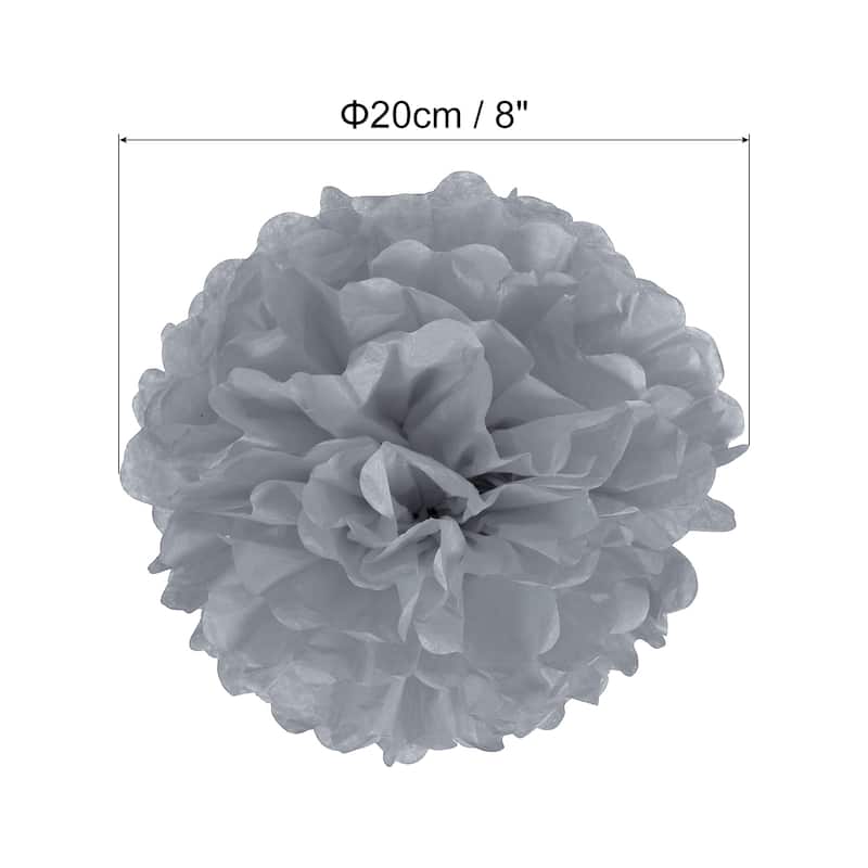 5Pcs 8" Tissue Pom Poms Paper Flowers Ball Party Wedding Decor - Grey
