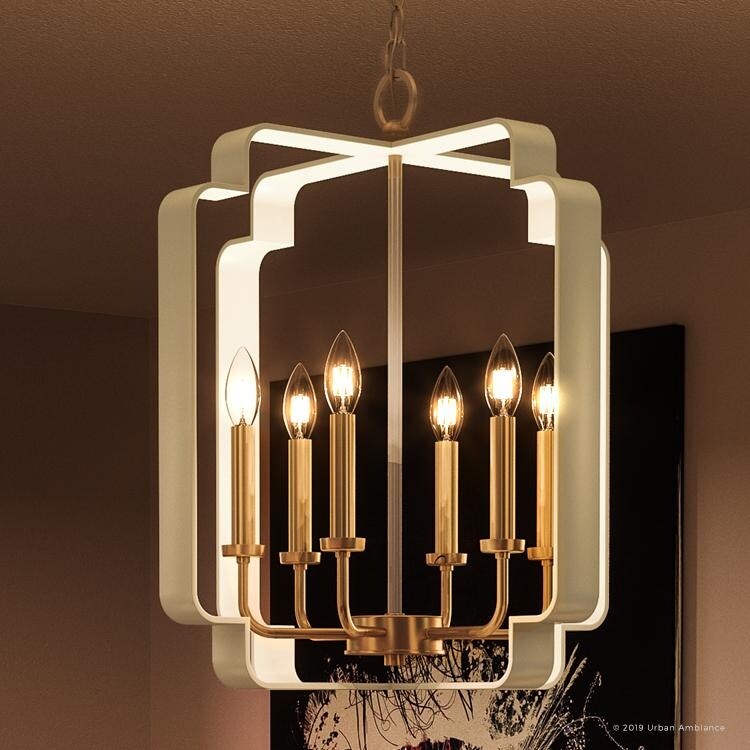 Luxury French Country Chandelier, 22"H x 20"W, with Quatrefoil Cube Style, Soft Creme Finish by Urban Ambiance (60 to 100 Watts - Steel - N/A - 4 to - Chandeliers For Bedrooms by Overstock.com