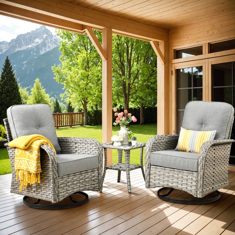 XIZZI 8-Piece Outdoor Wicker Furniture Sectional Swivel Chairs Set