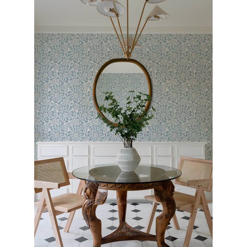 A-Street Prints Divine Light Blue Abstract Medallion Wallpaper