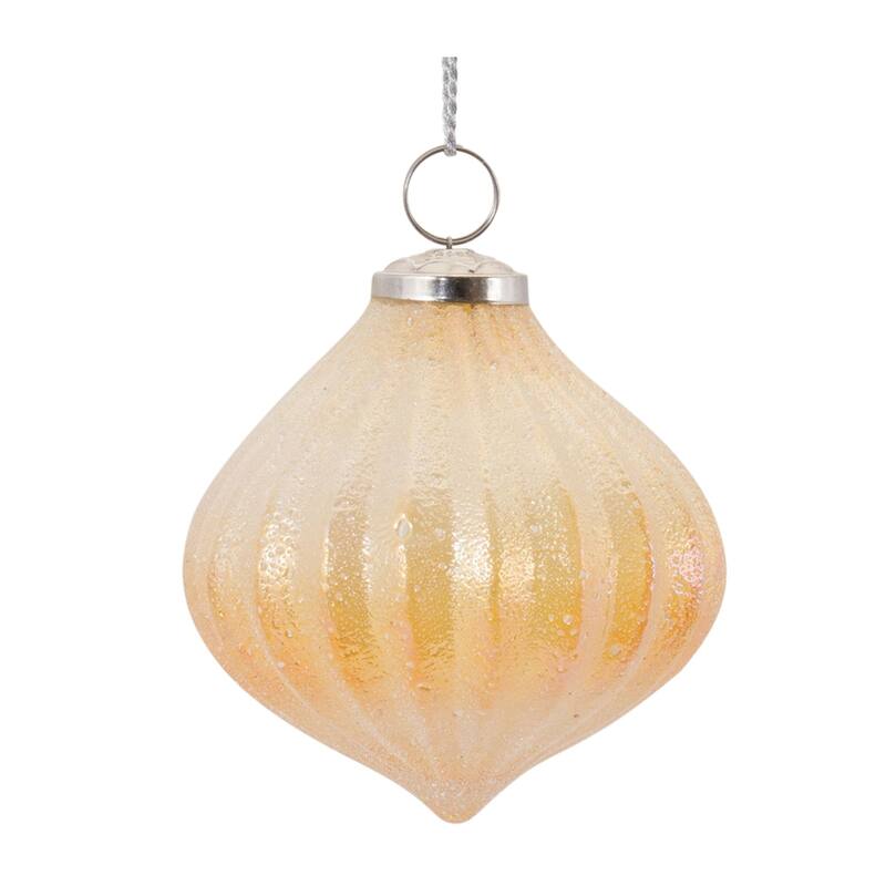 Set of 6 Ribbed Glass Christmas Ornaments 5.5"