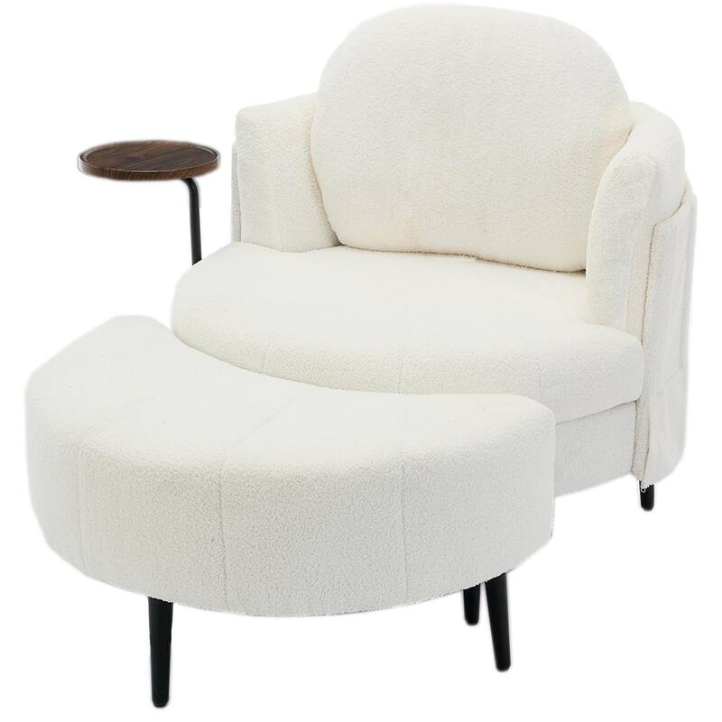42" Modern Velvet Fabric Accent Chair with Ottoman Set