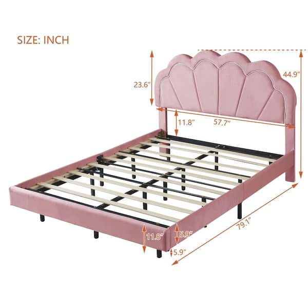 dimension image slide 2 of 4, Velvet Smart LED Bed Frame