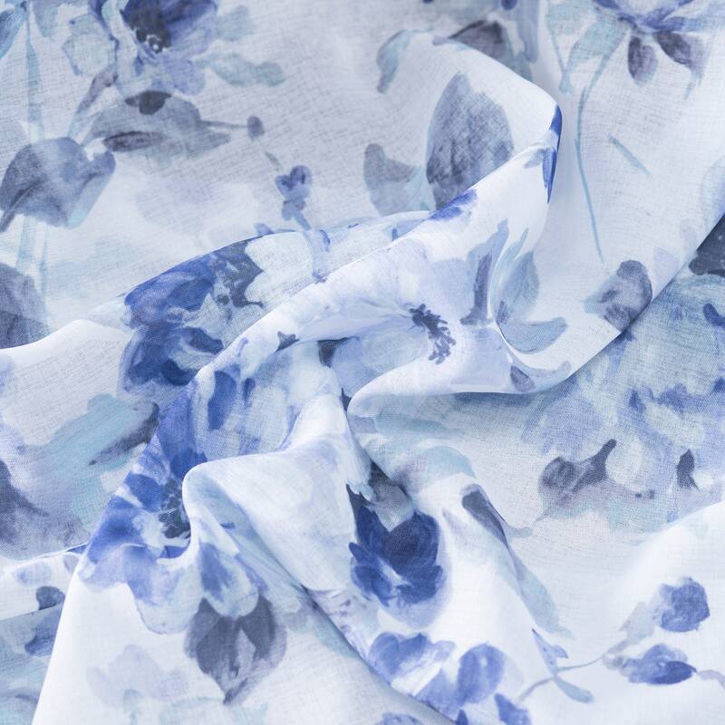 Whimsical Semi-Sheer Floral Rod Pocket Curtain Valance