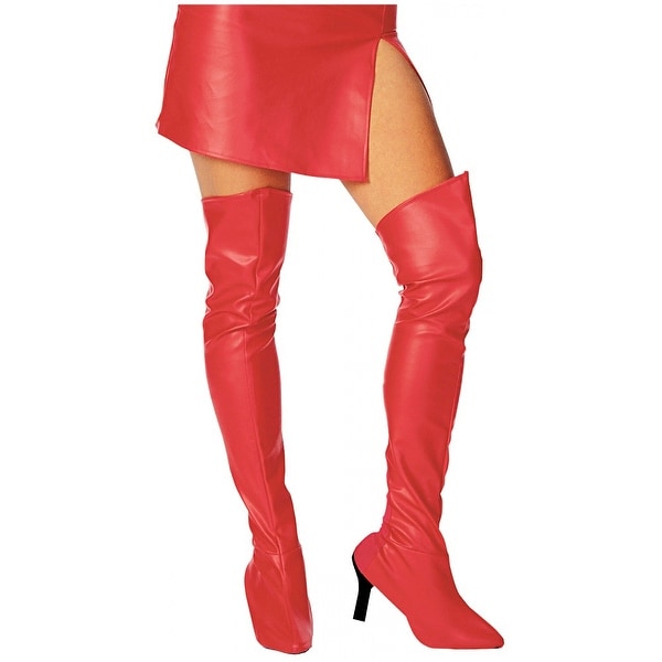 leather look thigh high boots