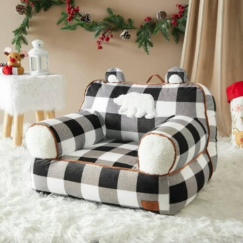 Dearfoams Sherpa Plush Bean Bag Chair with Novelty Ears Bed Bath