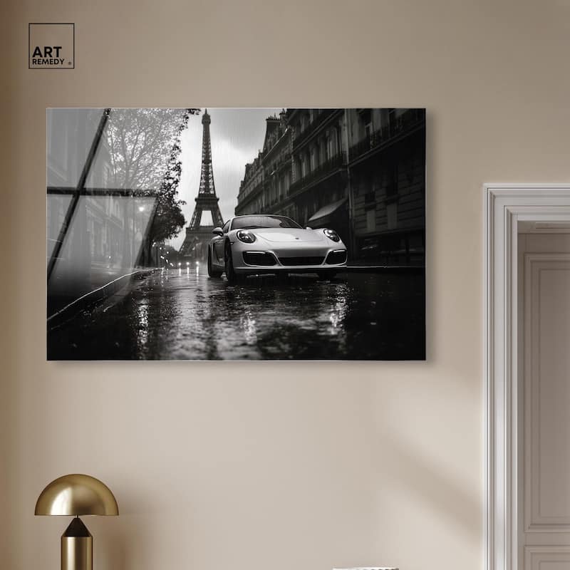 Driving in the Rain Paris Acrylic by Art Remedy, Ready to Hang