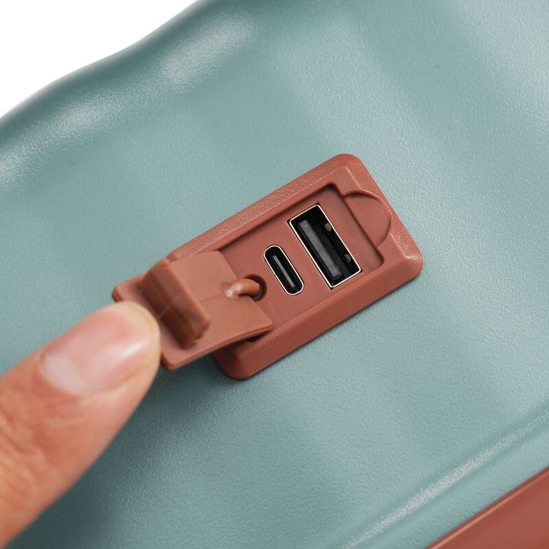 5 Piece ABS Hardside Lightweight Expandable Carry on Suitcase with Spinner Wheels TSA Lock USB Port Cup Holder and Toiletry Bag