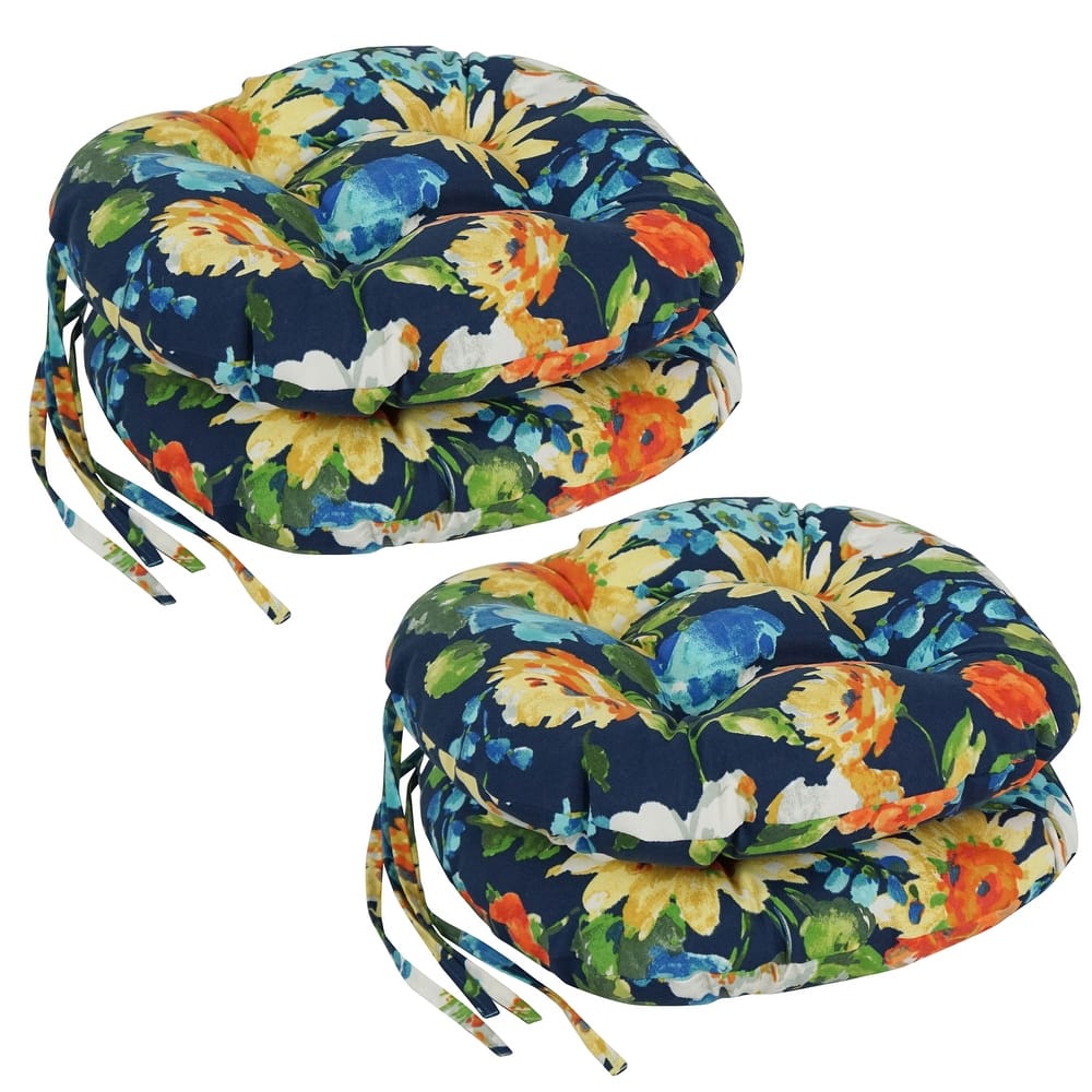 16-inch Round Tufted Indoor/Outdoor Chair Cushions (Set of 4) - 16"