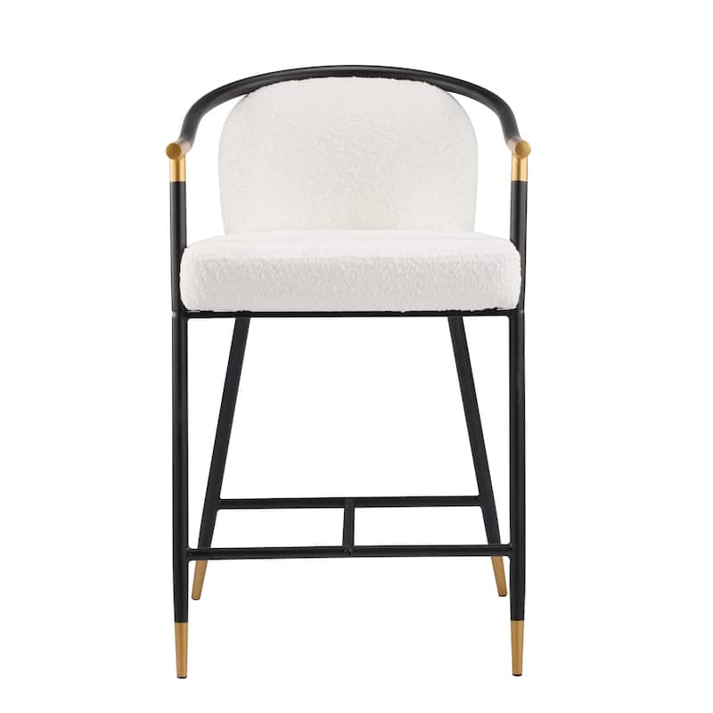 Beige Upholstered Counter Height Stools Set of 2 Reception Chair Stylish Meeting Room Chair Accent Chair - Beige Black Gold