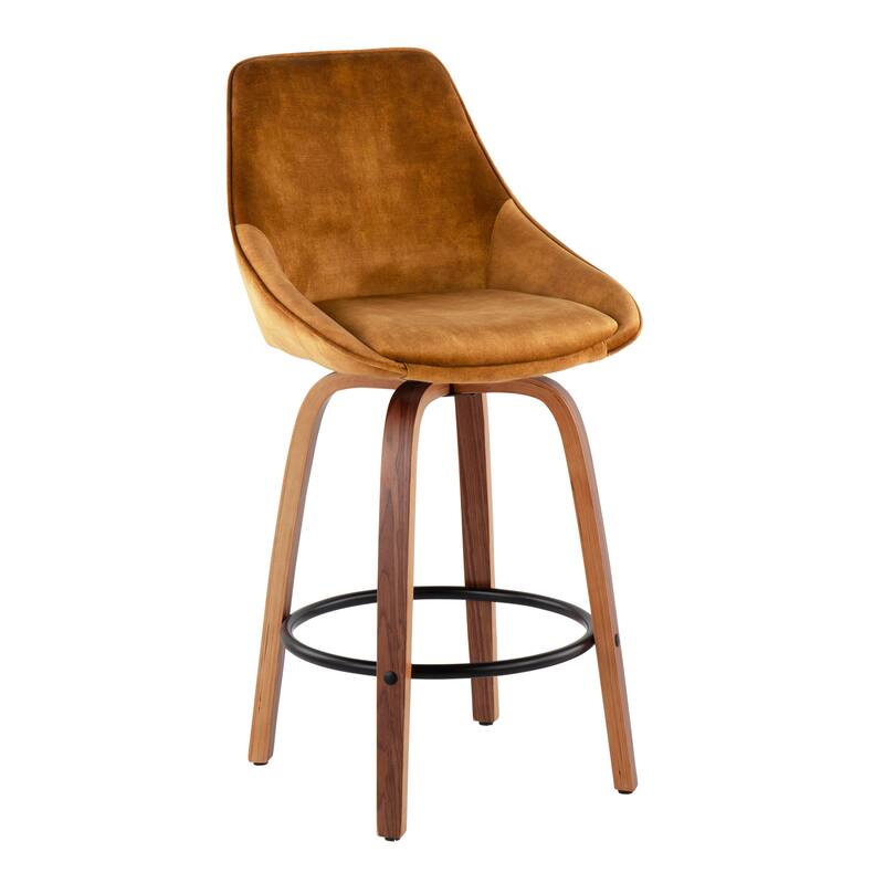 Carson Carrington Alba Velvet Counter Stool with Black Round Footrest (Set of 2)