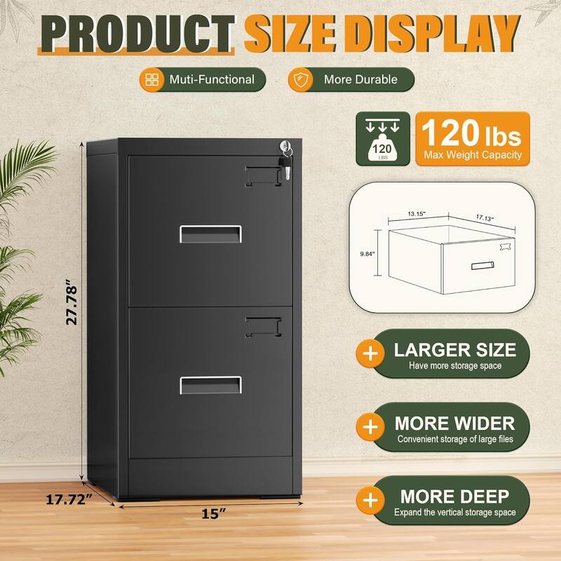 2/4 Drawer Vertical File Cabinet with Lock for Home Office
