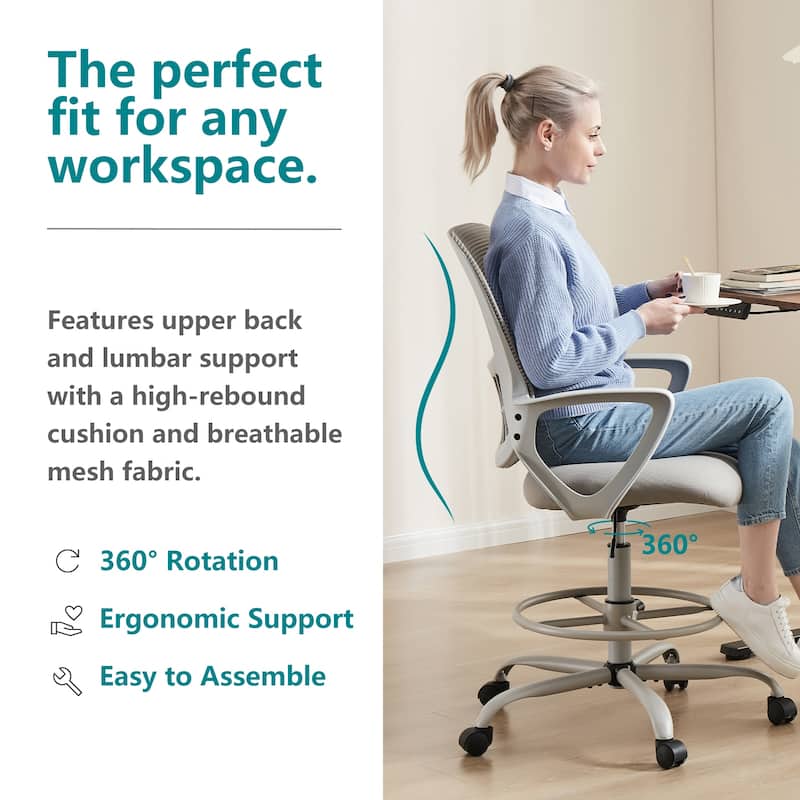 Ergonomic Tall Mesh Office Chair with Storable Lumbar Support