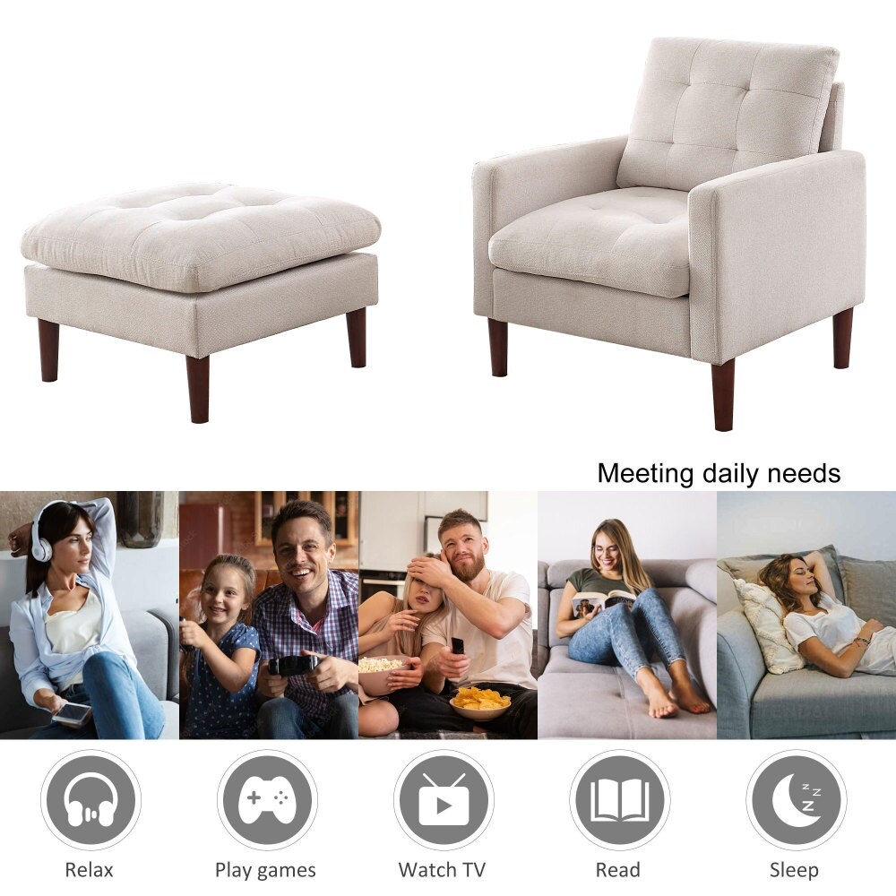 JASIWAY Modern Single Sofa Chair with Solid Wood Legs - Bed Bath & Beyond -  36951348