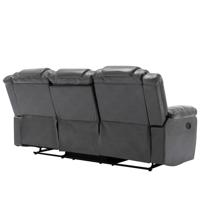 3 Seater Home Theater Recliner Manual Recliner Chair with Two Built-in Cup Holders for Living Room,Bedroom
