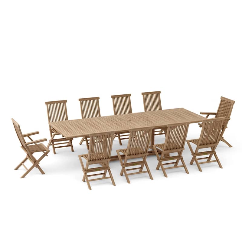 Outdoor Dining Set 11 Piece Patio Table Chairs Vintage Style