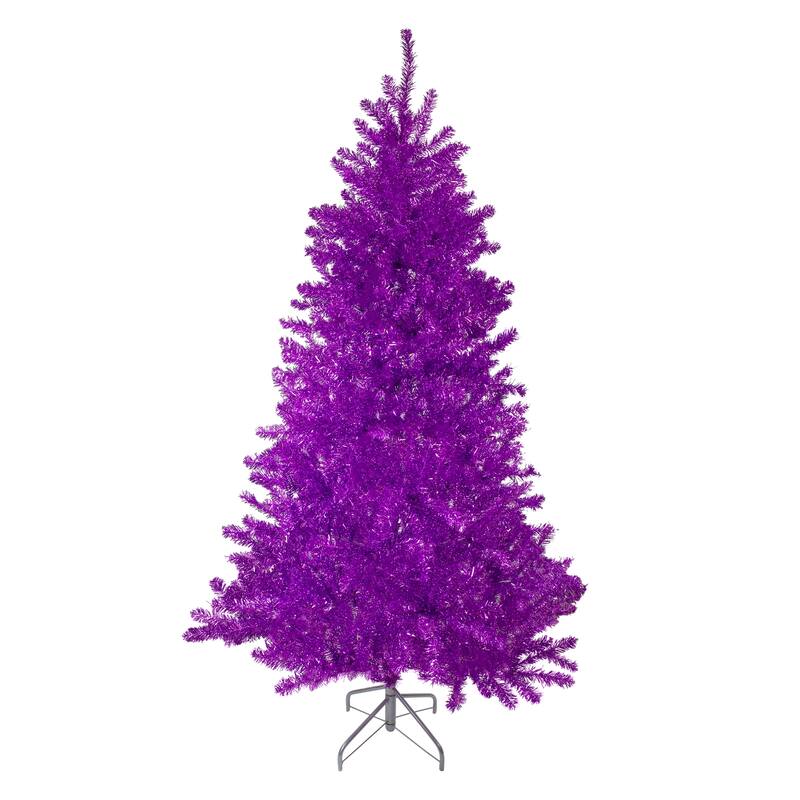 6' Metallic Purple Tinsel Artificial Christmas Tree - Unlit - 6 Foot