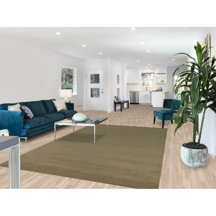 Sage Green Gabbeh Modern Area Rug Handmade Wool Carpet - 6'3" x 9'9"