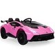 preview thumbnail 1 of 23, 24V Lamborghini Kids Electric Ride-On Car with LED Lights and USB Pink