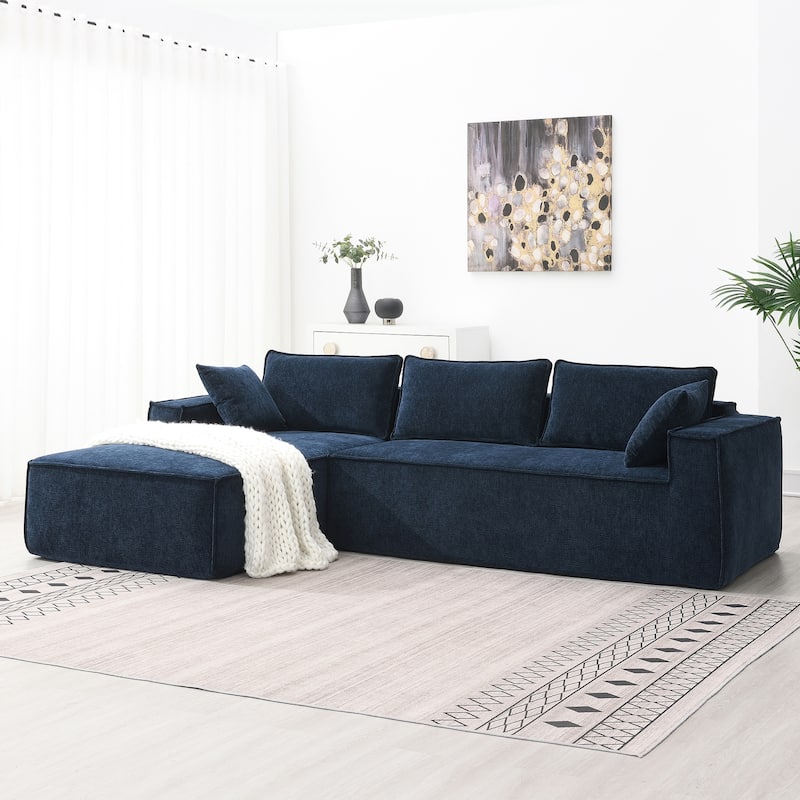L-Shaped Compressed Sofa, Sectional Sofa - Dark Blue