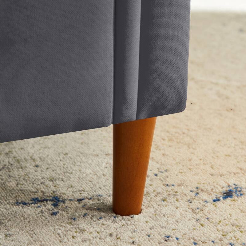 Multipurpose Rectangular Linen Sofa Stool with Large Space Saving Storage, 4 Rubber Wood Feet - 63 x 22.1 x 24.1 inch