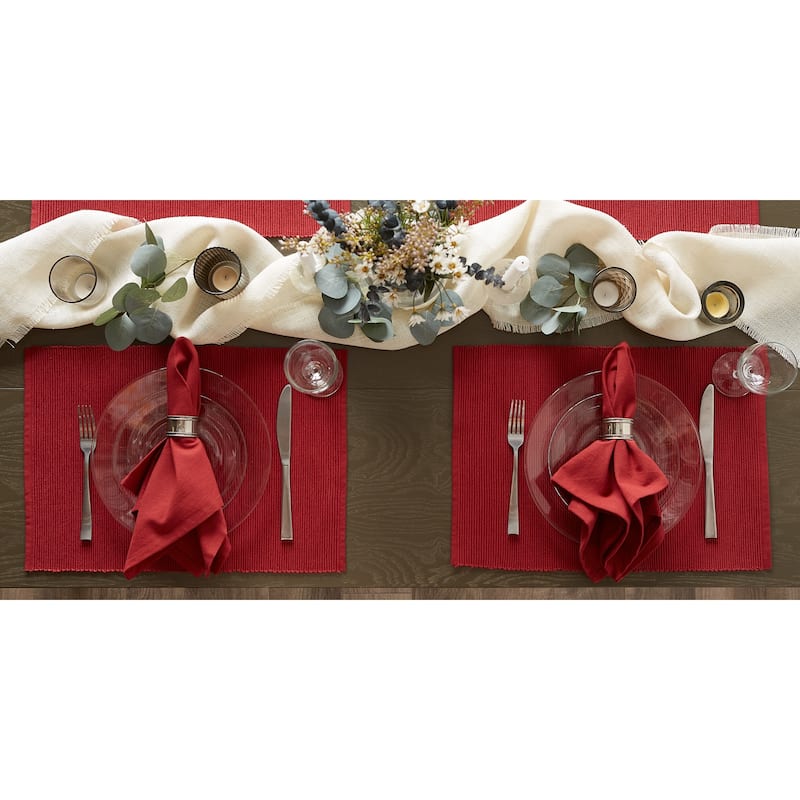 DII Barn Red Ribbed Placemat Set/6