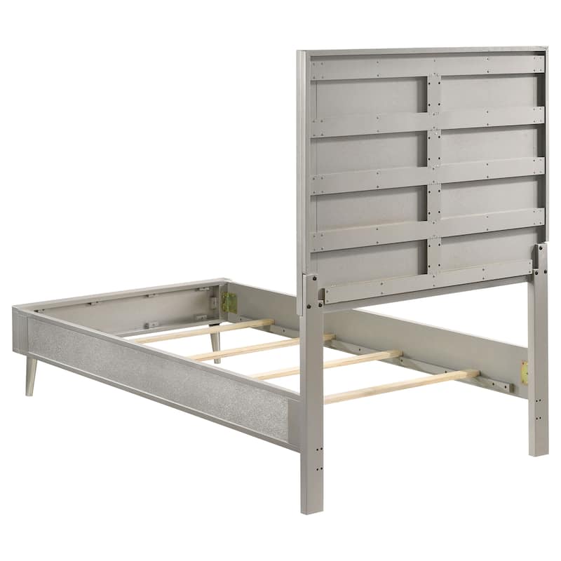 Ramon Modern Classic Wood Panel Bed Metallic Sterling