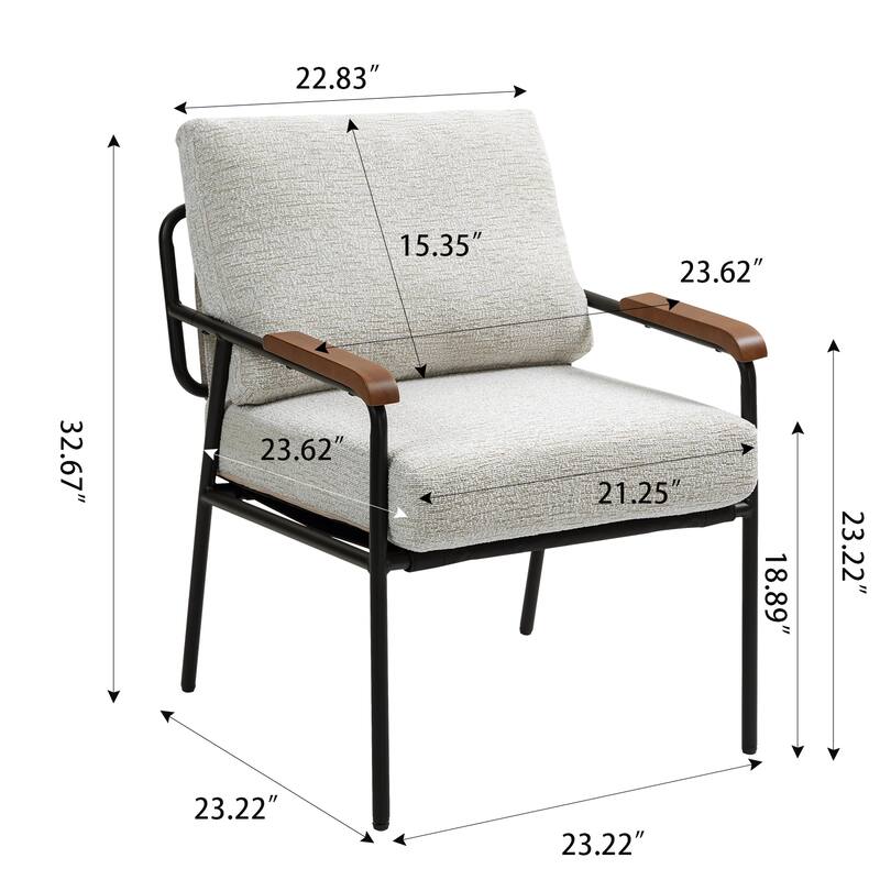 Wood Armrests Chair Side Chair Reading Chair with Metal Frame, Leisure Chair Lounge Chair Beige Desk Chair