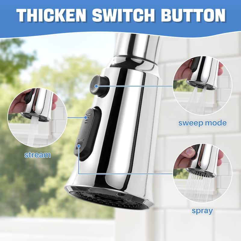 WOWOW Pull Down Kitchen Faucet Spray Head with 9 Adapters Kit