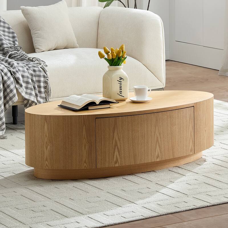 Rossetta Modern Elegant Classic Color Schemes Oval Coffee Table with Single Practical Drawer
